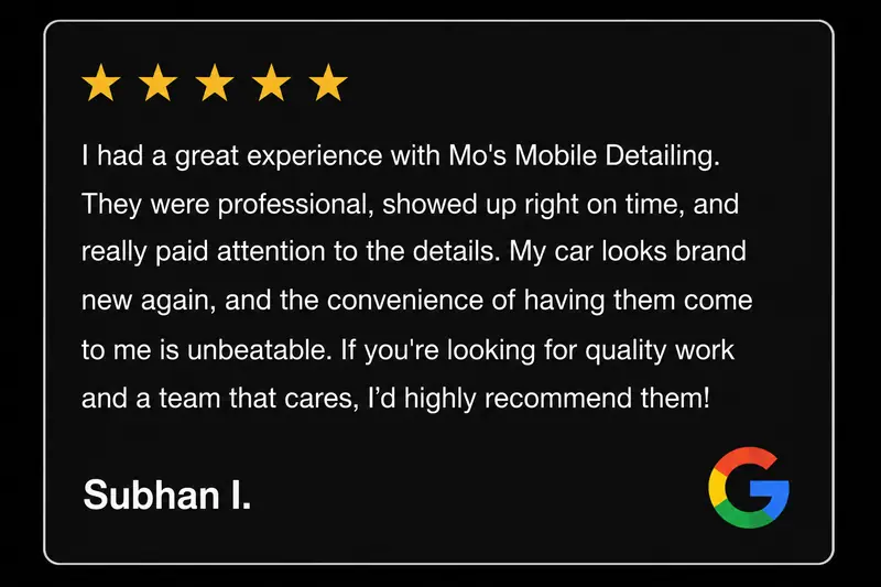 Customer Google review